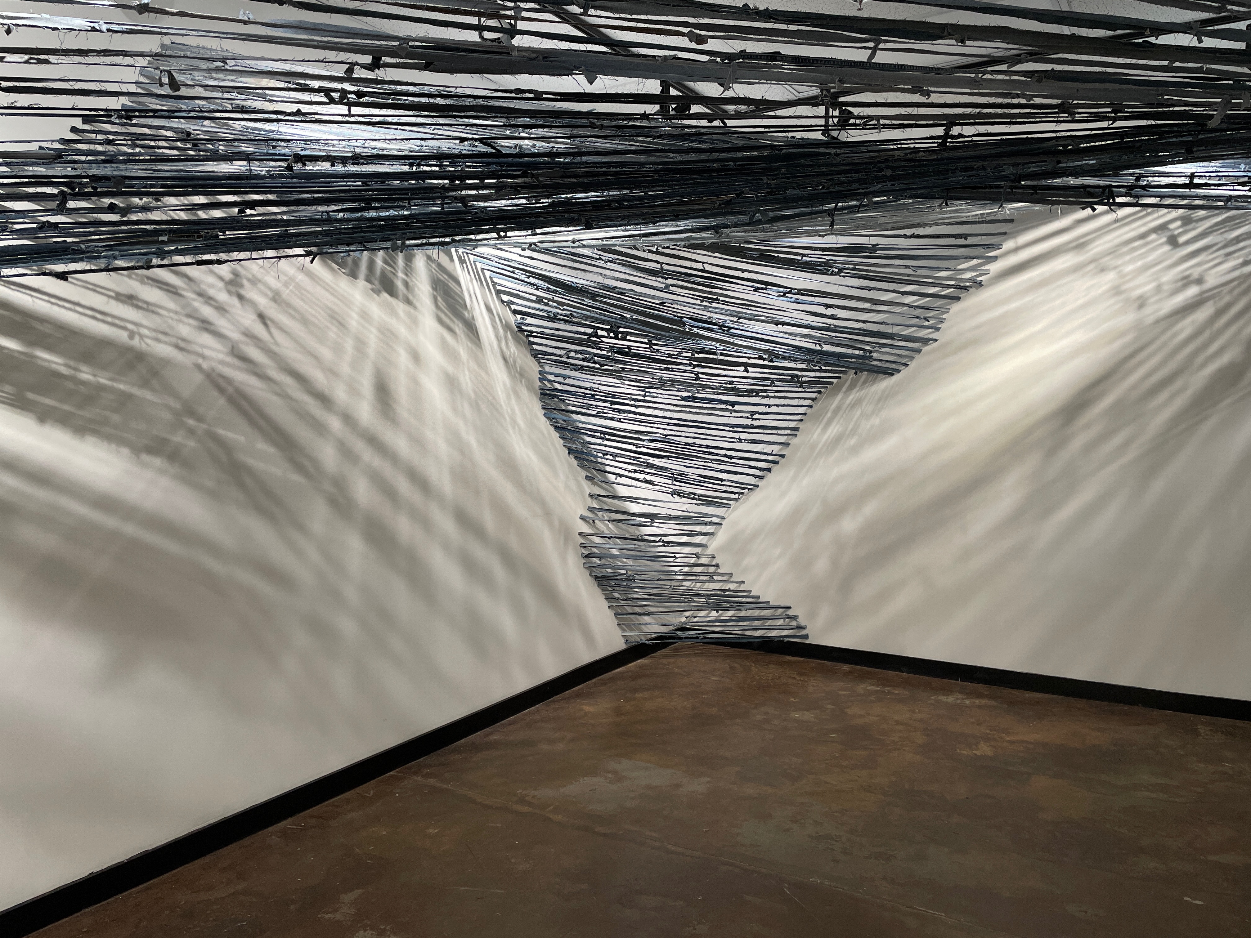 Pictured: An art installation titled "Beyond Indigo" by Jennifer "Baggs" McKelvey.
