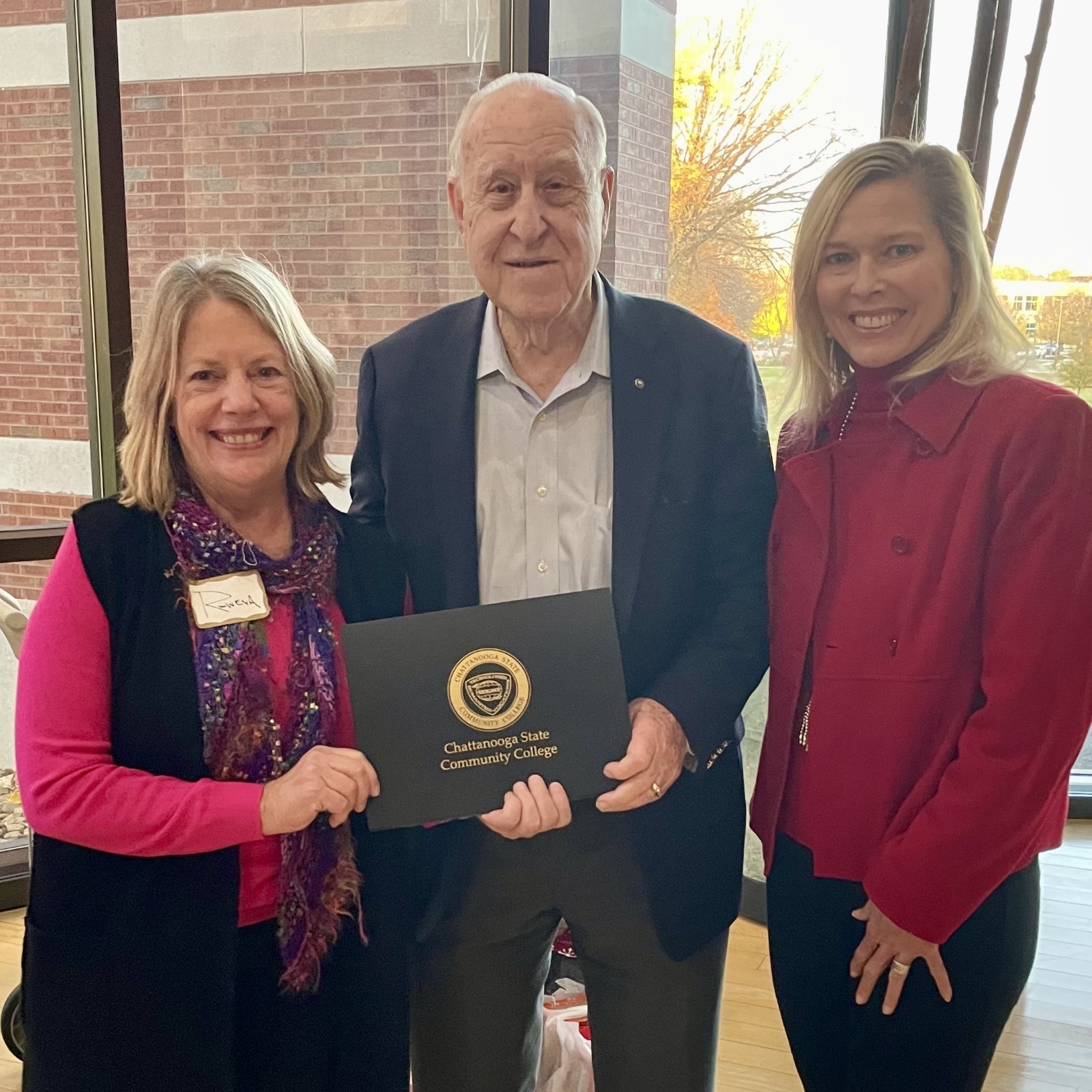 l-r: Rowena Belcher, Board Chair, Chattanooga State Foundation, John Germ, new Emeritus Board member of the Chattanooga State Foundation, and Dr. Rebecca Ashford, President of Chattanooga State.  