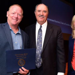 Dan Zink, First Tennessee Chair of Excellence; Bobby Lusk, senior vice president, First Tennessee; and Dr. Rebecca Ashford, president, Chattanooga State Community College.