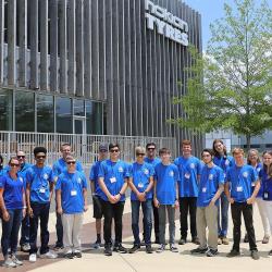 Students stand in front of Nokian Tire