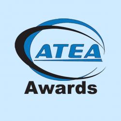 atea logo on blue background