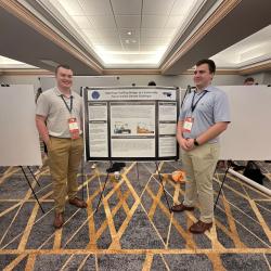 ChattState Honors Program students Benjamen L. and Elijah W. standing by a poster board for their presentation titled “Hydrology: Building Bridges to a Sustainable Future Amidst Climate Challenges.” ChattState Honors Program students Benjamen L. and Elijah W. standing by a poster board for their presentation titled “Hydrology: Building Bridges to a Sustainable Future Amidst Climate Challenges.”