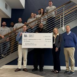 TVA leaders present ChattState President Dr. Rebecca Ashford with a $10,000 donation while flanked by nuclear science and radiation protection students. TVA leaders present ChattState President Dr. Rebecca Ashford with a $10,000 donation while flanked by nuclear science and radiation protection students.