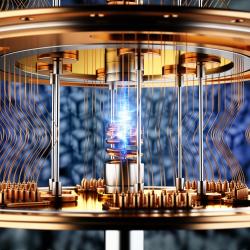 Colorful concept image of a quantum computer.