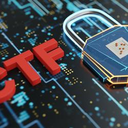 ctf word with lock on computer panel background