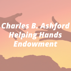 Charles B. Ashford Helping Hands Endowment Established at ChattState Charles B Ashford Helping Hands Endowment in White Letters over two out-streched hands