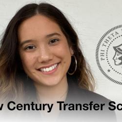 leanna harmon with words new century transfer scholar and PTK logo