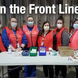 night nursing students with instructor at carta bus barn to give vaccinations