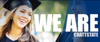 Graduate smiling with words We Are ChattState