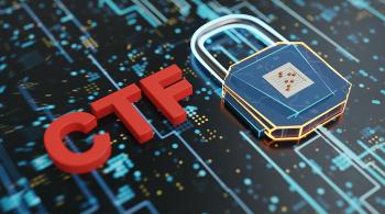 ctf word with lock on computer panel background