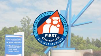 icon over campus entrance
