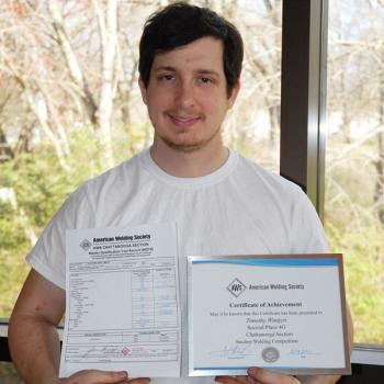 tim wintjen with aws welding award