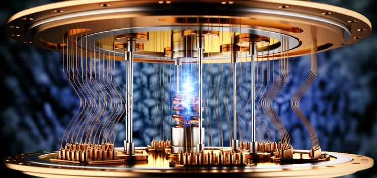 Colorful concept image of a quantum computer.